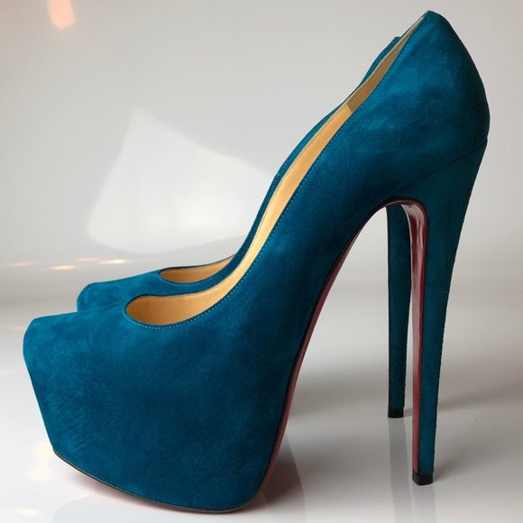 teal christian louboutin shoes